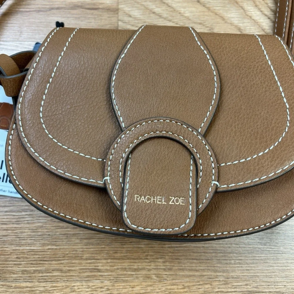 Rachel Zoe Edessi Vegan Leather Crossbody Belt Bag Purse Brown Saddle Bag‎ NEW